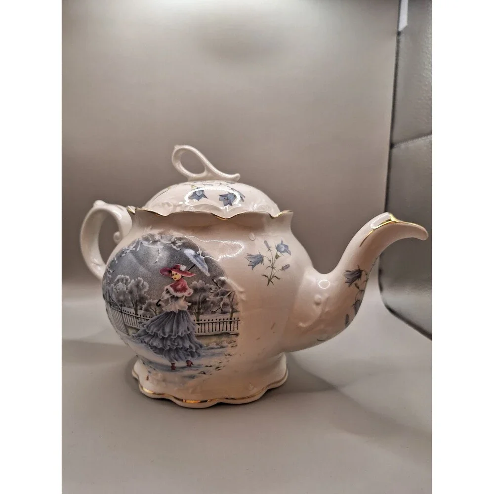Vintage Crown Dorset Teapot, 1960s, Umbrella Girl